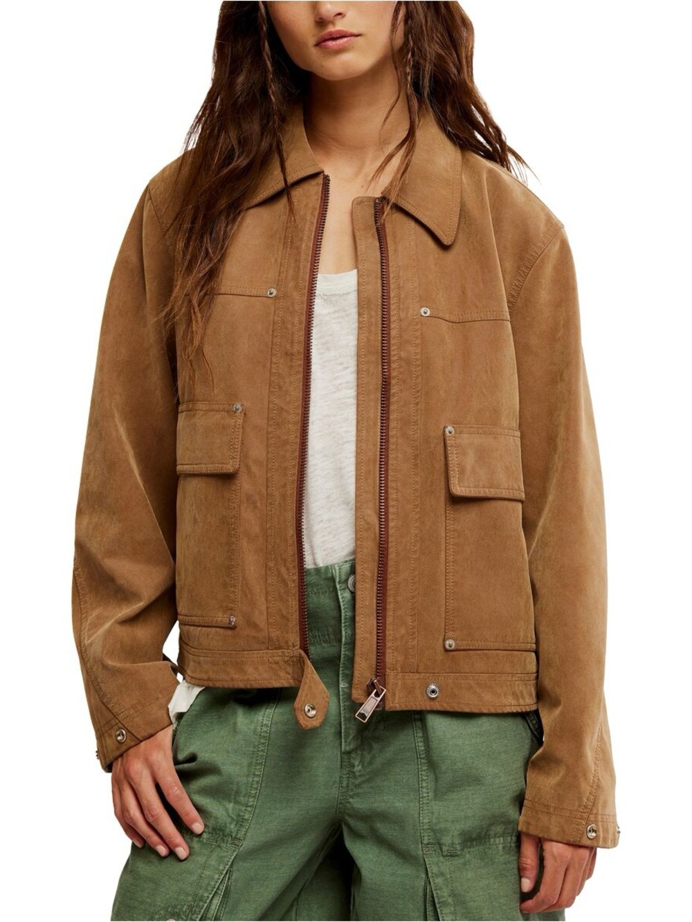 We The Free Blair Vegan Suede Jacket in Caramel Cafe, XL, NWT